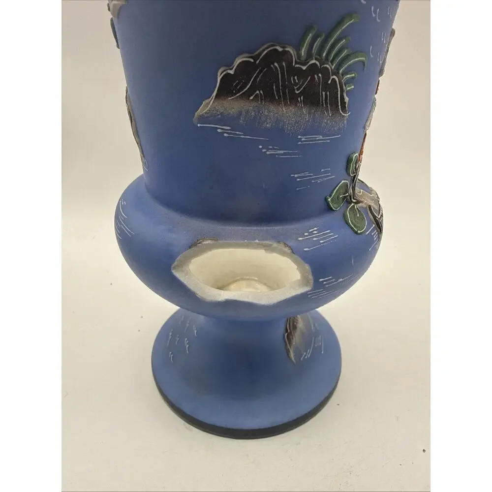 Japanese Hand Painted Moriage Vase Japan Noritake Morimura 7” Tall 1 Handle *